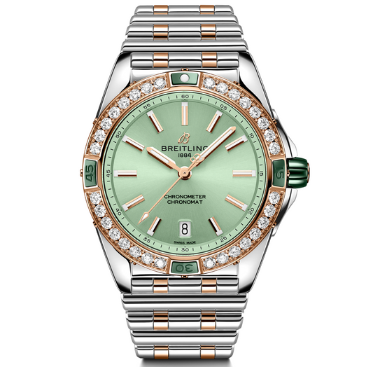 Breitling Super Chronomat 38mm Diamond Watch with Mint Dial