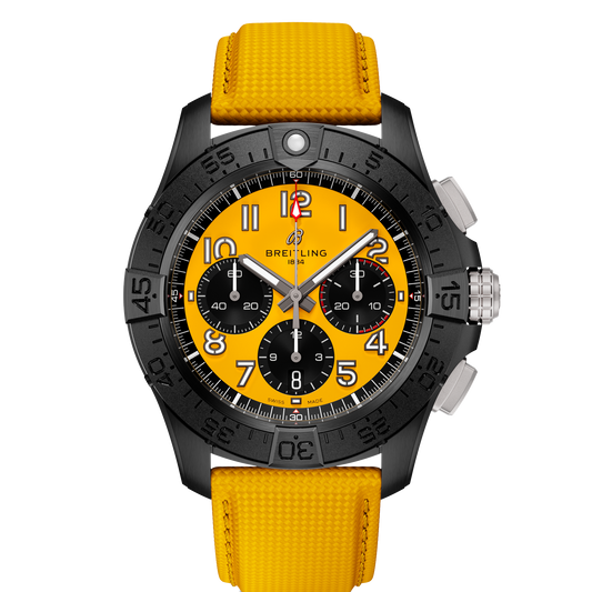 Breitling Avenger B01 Chronograph 44mm Night Mission Watch with Yellow Dial