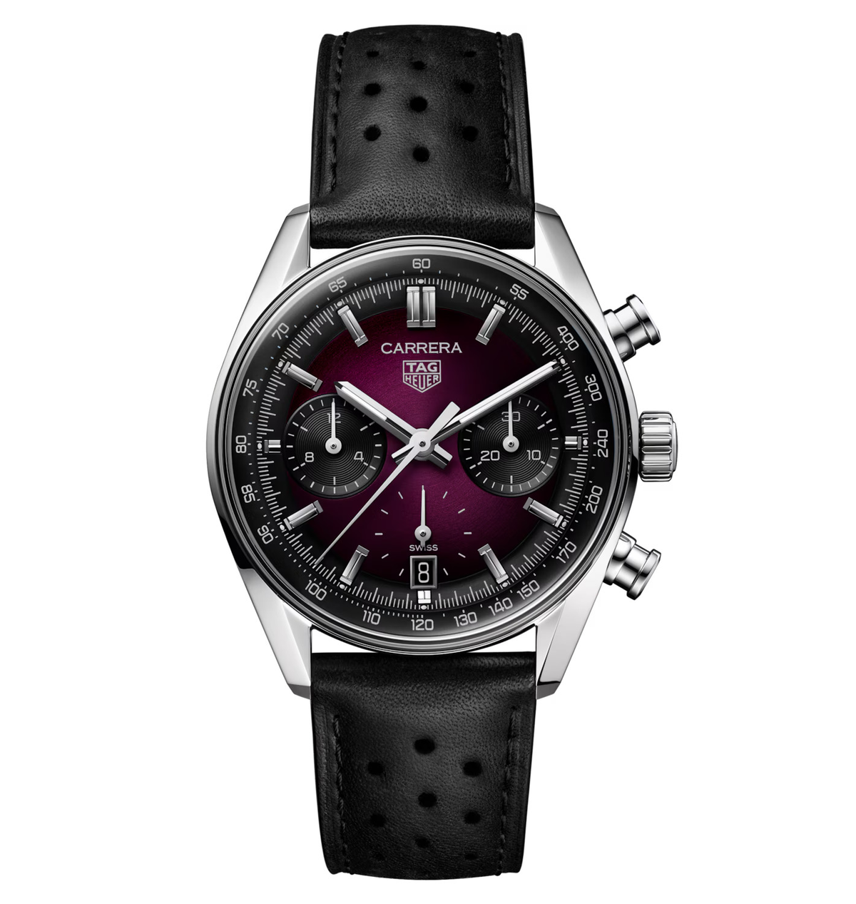 TAG Heuer Carrera Chronograph Watch with Black Leather Strap