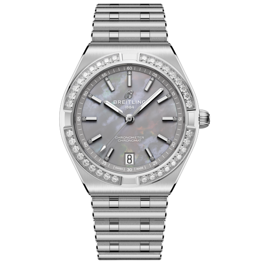 Breitling Chronomat Automatic 36 Watch with Gray Mother of Pearl Dial
