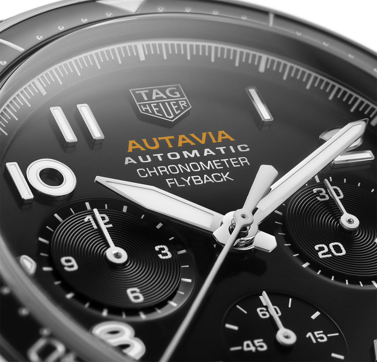 TAG Heuer Autavia Flyback Chronometer Watch with Black Leather Strap