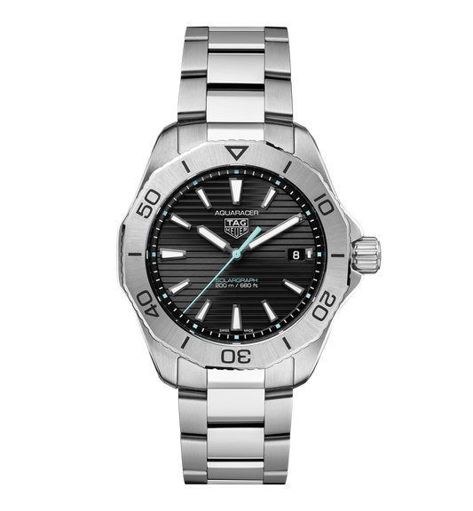 TAG Heuer Aquaracer Professional 200 Solargraph Watch with Black Sunray Brushed Dial