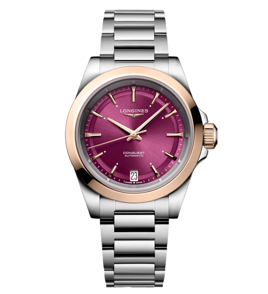 Longines Conquest 34mm Watch with Purple Dial