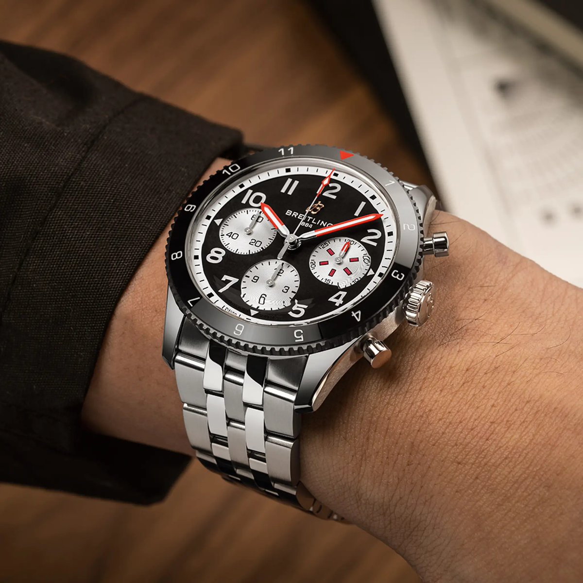 Breitling Classic AVI Chronograph 42 Mosquito Watch with Stainless Steel Bracelet