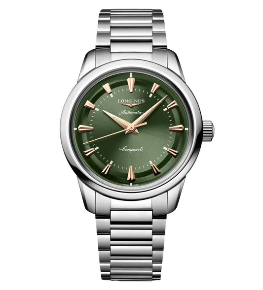 Longines Conquest Heritage 38mm Watch with Green Dial