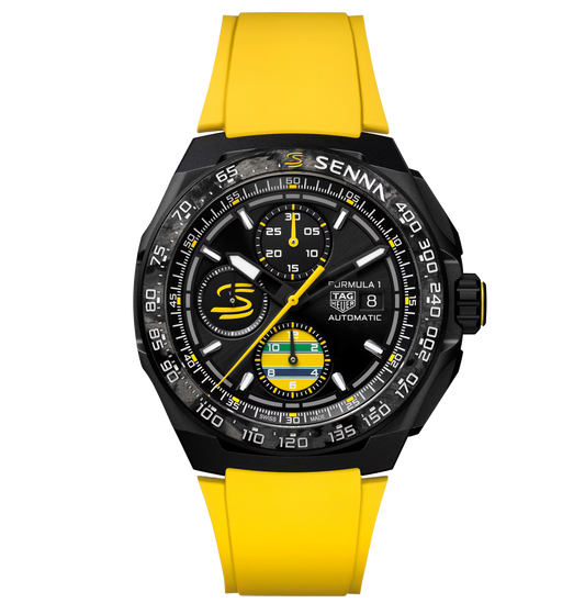 TAG Heuer Formula 1 Chronograph X Senna Watch with Yellow Rubber Strap