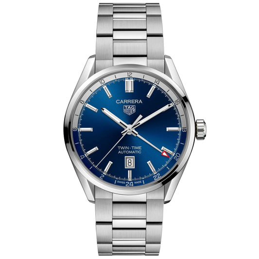 TAG Heuer Carrera Calibre 7 Twin Time Automatic Men's Blue Dial Watch, 41mm