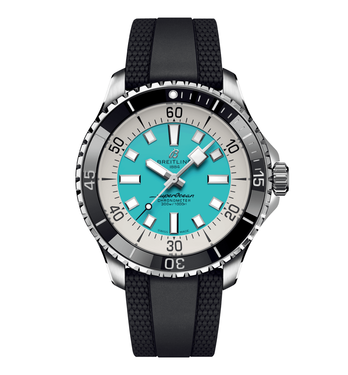 Breitling Superocean Turquoise on Rubber Watch, 44mm
