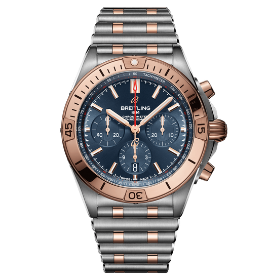 Breitling Chronomat B01 Chronograph 42 Steel & 18K Red Gold with Blue Dial